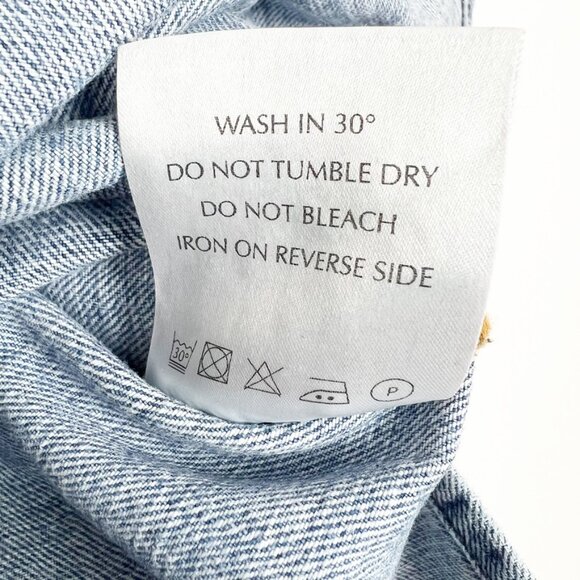 NWOT SÉFR Woody Denim Jean Shirt Men's Size Large In Rancher Blue Made In Italy - Picture 9 of 15